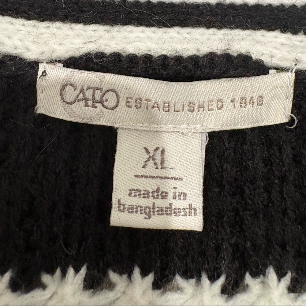 Cato Black and White Striped Cardigan with Bow Details Size XL - Picture 7 of 8